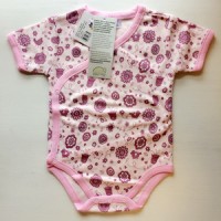 初生嬰兒短袖和尚袍 - 花花和雀雀 (B)